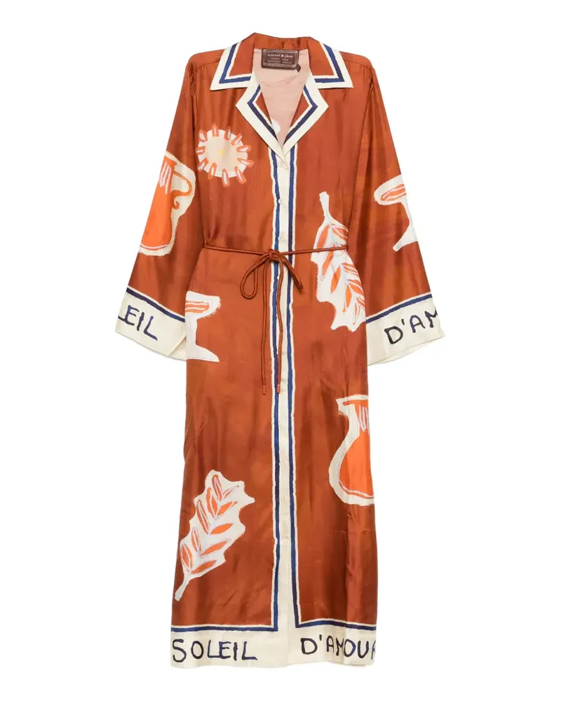 ALEMAIS Soleil D'Amour collar printed midi dress - Braun Braun