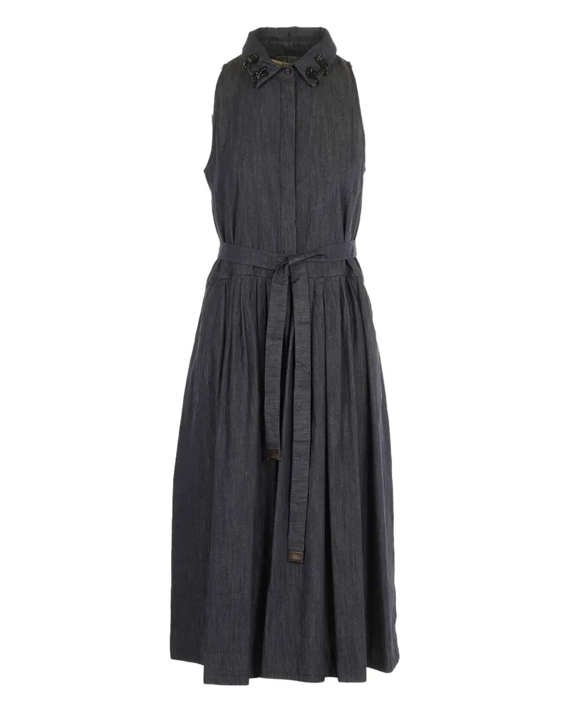 Max Mara beaded-collar belted midi dress - Blau Blau