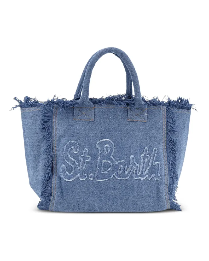 MC2 Saint Barth Vanity fringed logo denim tote bag - Blau Blau
