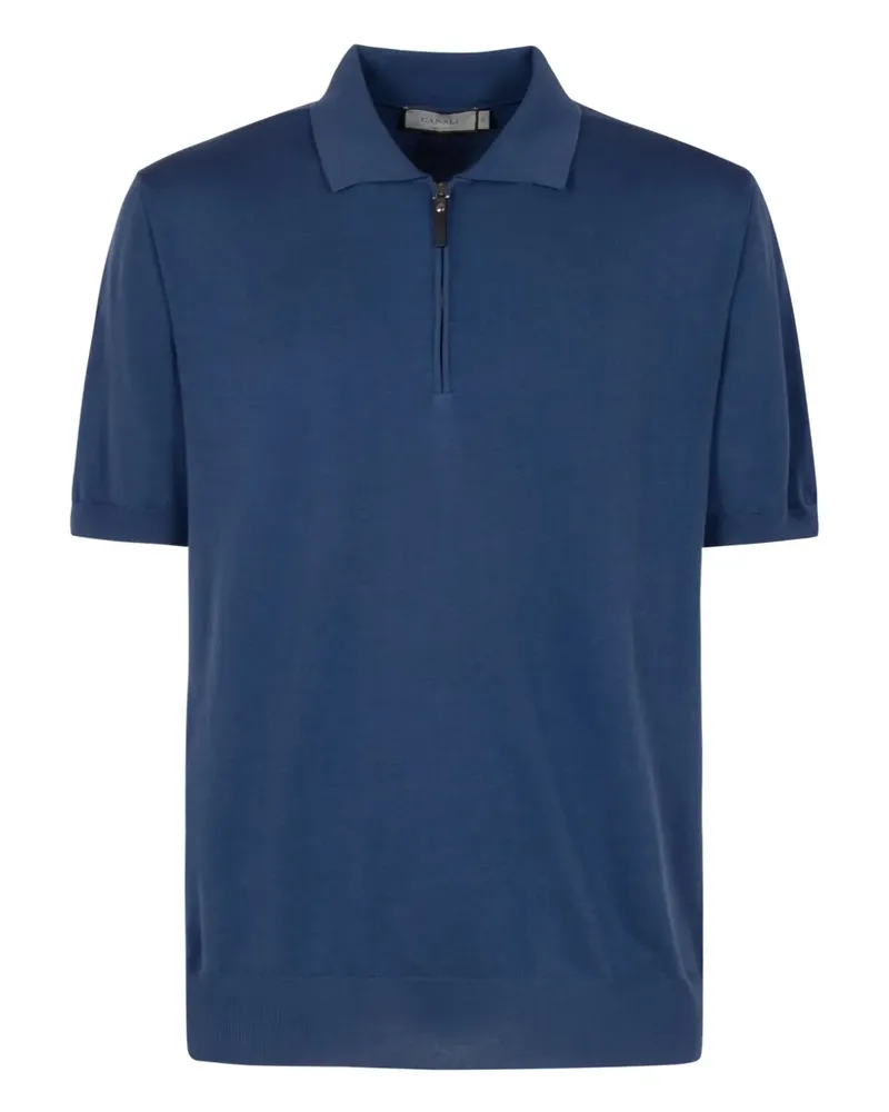 Canali Poloshirt mit Reißverschluss - Blau Blau