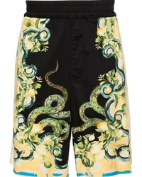 Roberto Cavalli Bermudas mit Lemon and Snake-Print Schwarz