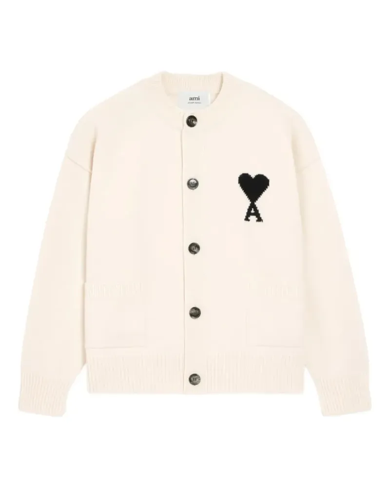 AMI Paris Cardigan mit Ami de Coeur-Motiv - Nude Nude