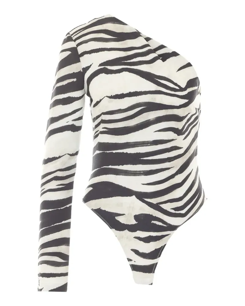 Patrizia Pepe One-Shoulder-Body mit Zebra-Print - Weiß Weiß