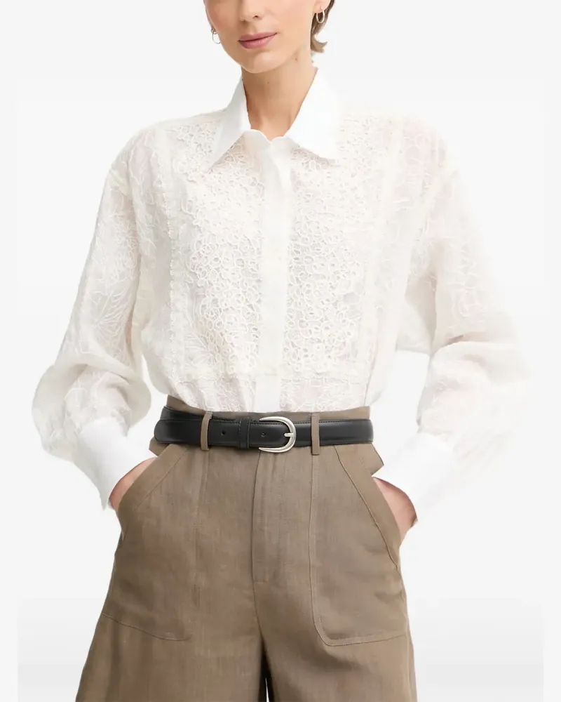 Ermanno Scervino lace-panelled oversized shirt - Weiß Weiß