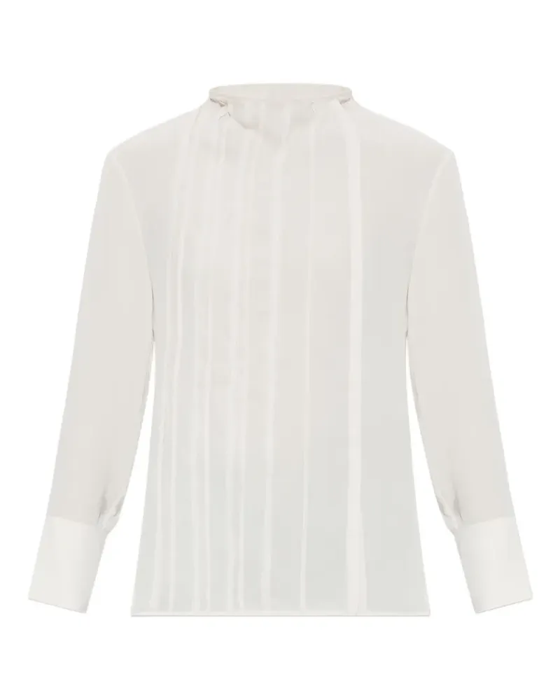 Victoria Beckham pleated long-sleeve blouse - Nude Nude