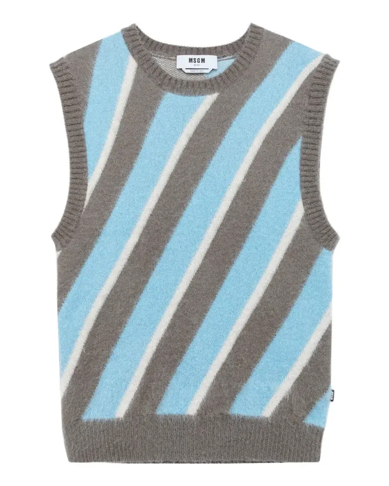 MSGM Pullover mit diagonalen Streifen - Grau Grau