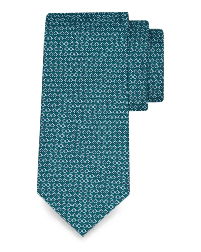 Ferragamo Quadratische Gancini Seidenkrawatte - Grün Grün