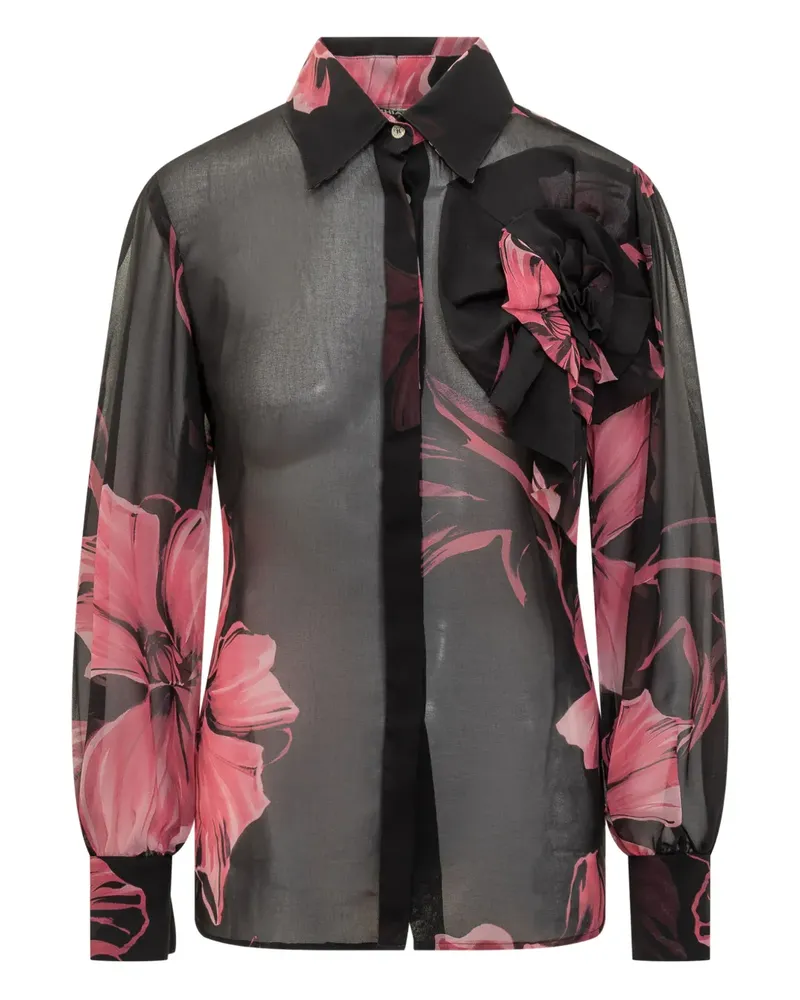 Chiara Boni Maja Hemd mit Blumen-Print - Schwarz Schwarz