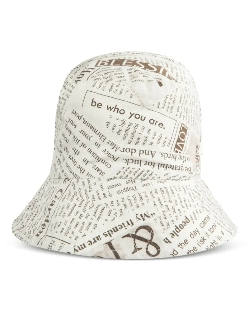 Engineered Garments Fischerhut aus Canvas mit Zeitungsprint - Nude Nude