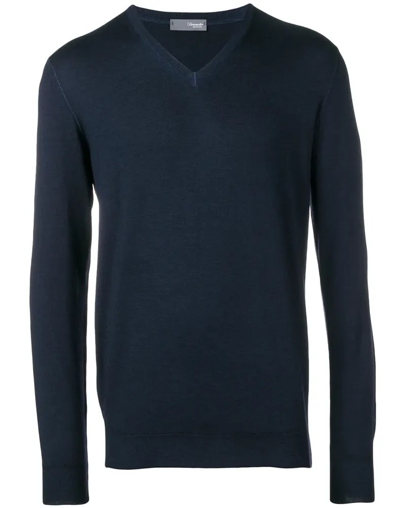 Drumohr  Pullover mit V-Ausschnitt - Blau Blau