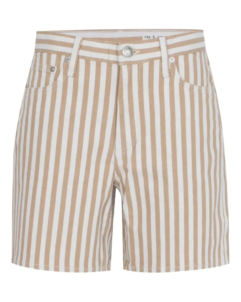 Rag & Bone Gestreifte Shorts mit hohem Bund - Nude Nude