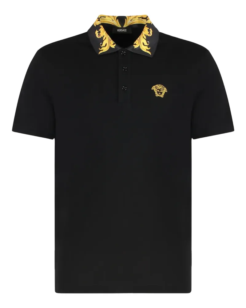 Versace Medusa-Poloshirt mit Kragenmuster - Schwarz Schwarz