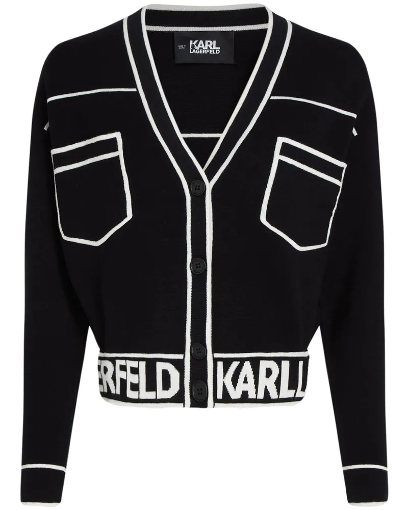 Karl Lagerfeld Intarsien-Cardigan mit Logo - Schwarz Schwarz