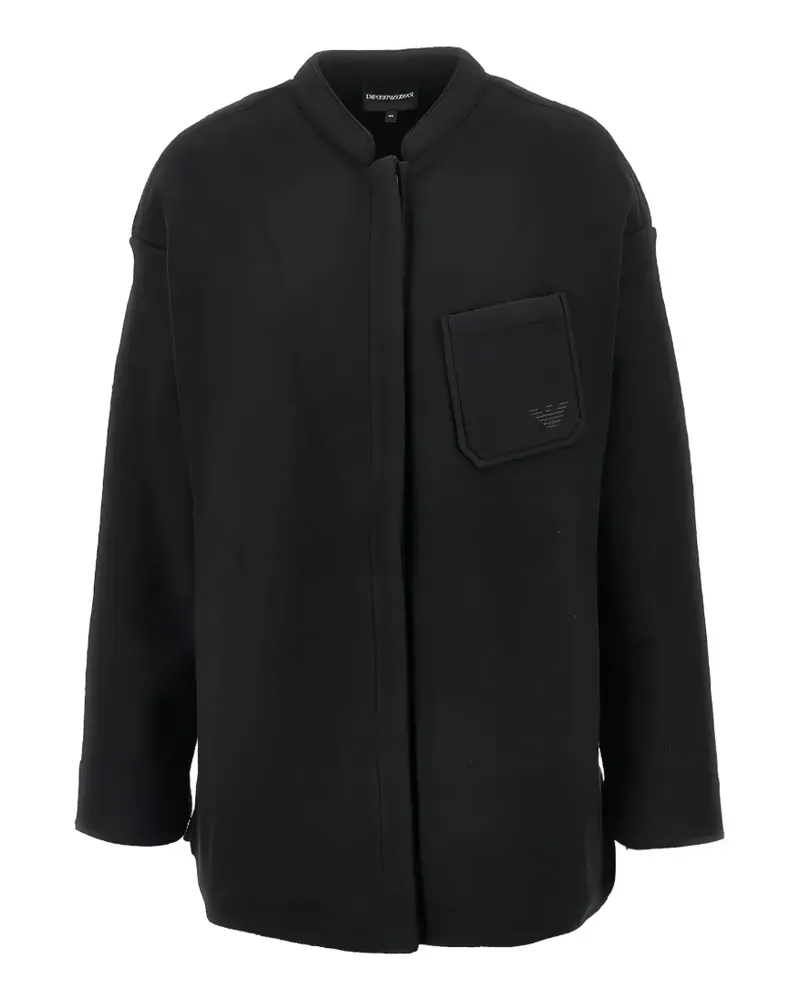Emporio Armani logo-embroidered pocket jacket - Schwarz Schwarz