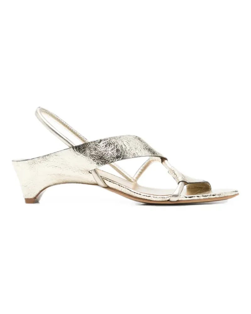 Roberto del Carlo cracked-effect slingback sandals - Gold Gold