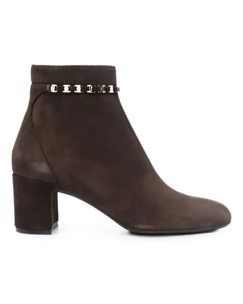 Ferragamo Gancini-plaque suede ankle boots - Braun Braun