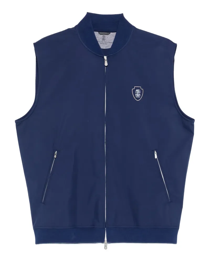 Brunello Cucinelli Weste mit Logo-Stickerei - Blau Blau