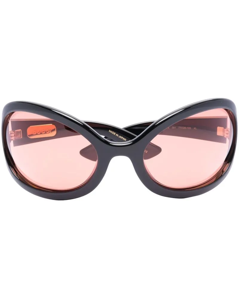 Gucci Sonnenbrille mit Oversized-Gestell - Schwarz Schwarz