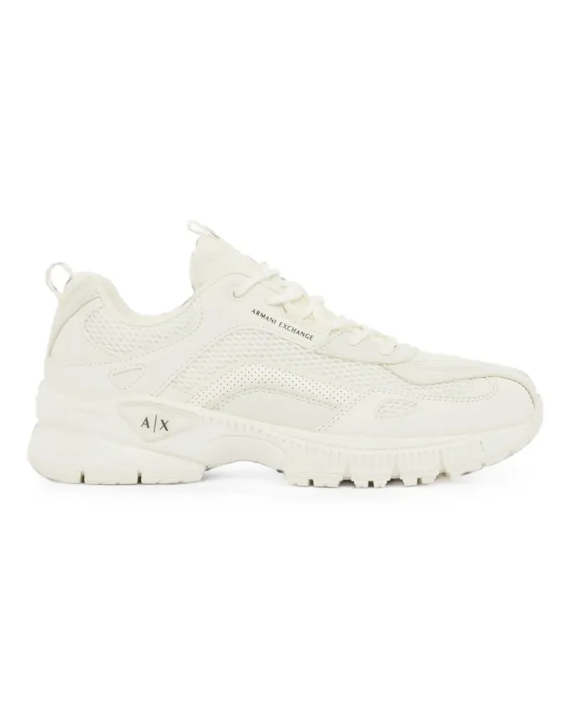 Armani Exchange mesh-panel logo-detail sneakers - Weiß Weiß