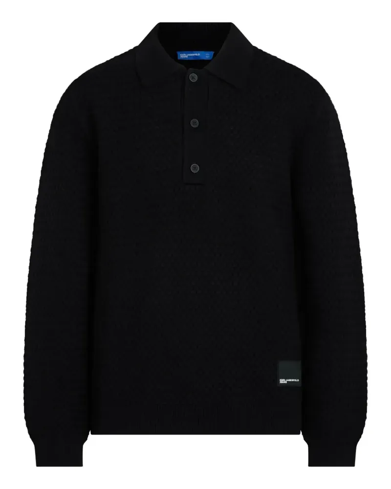 Karl Lagerfeld Gestricktes Poloshirt - Schwarz Schwarz
