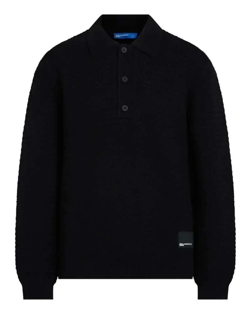 Karl Lagerfeld Gestricktes Poloshirt - Schwarz Schwarz