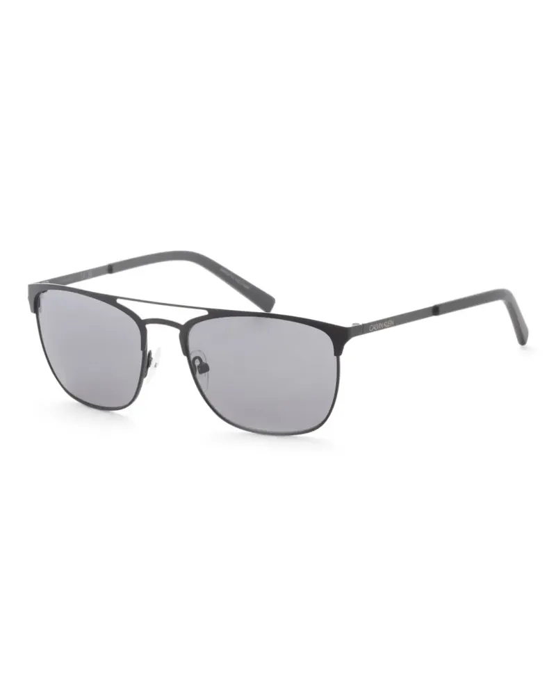 Calvin Klein Matte Sonnenbrille mit Doppelsteg - Schwarz Schwarz