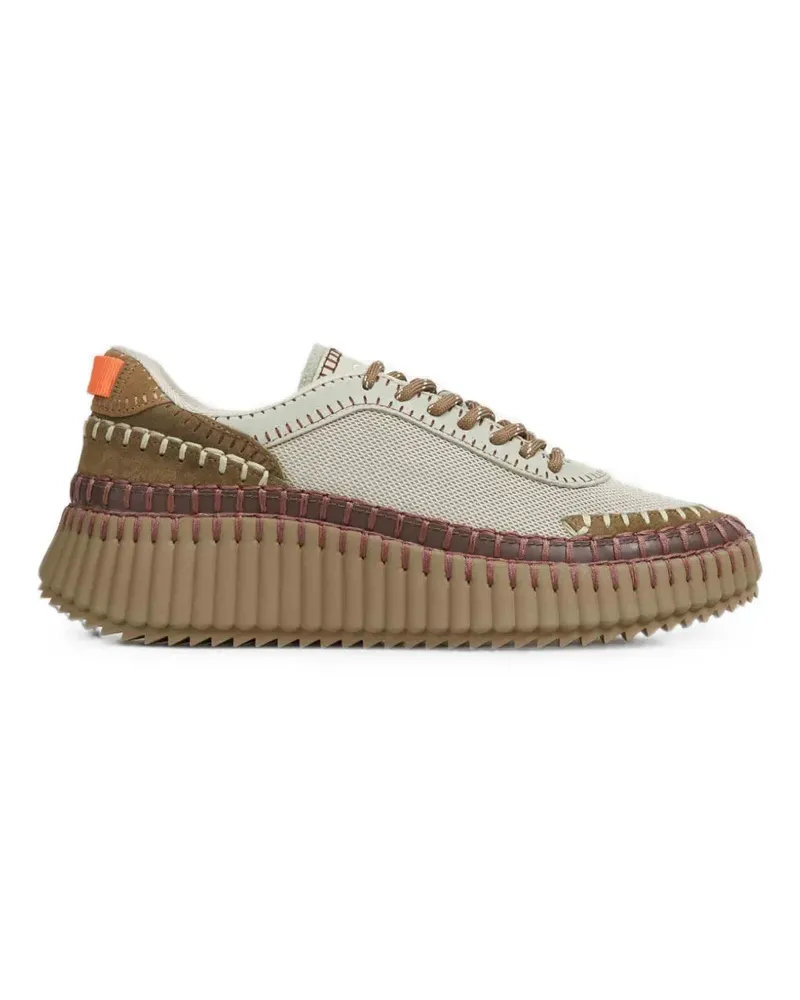 Chloé Nama whipstitch-trim fluted-sole sneakers - Nude Nude