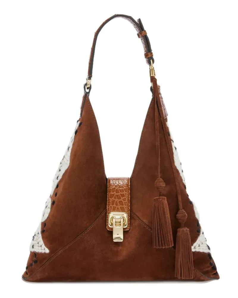 Ermanno Scervino Wildleder-Tote Bag mit Argyle-Stickerei - Braun Braun