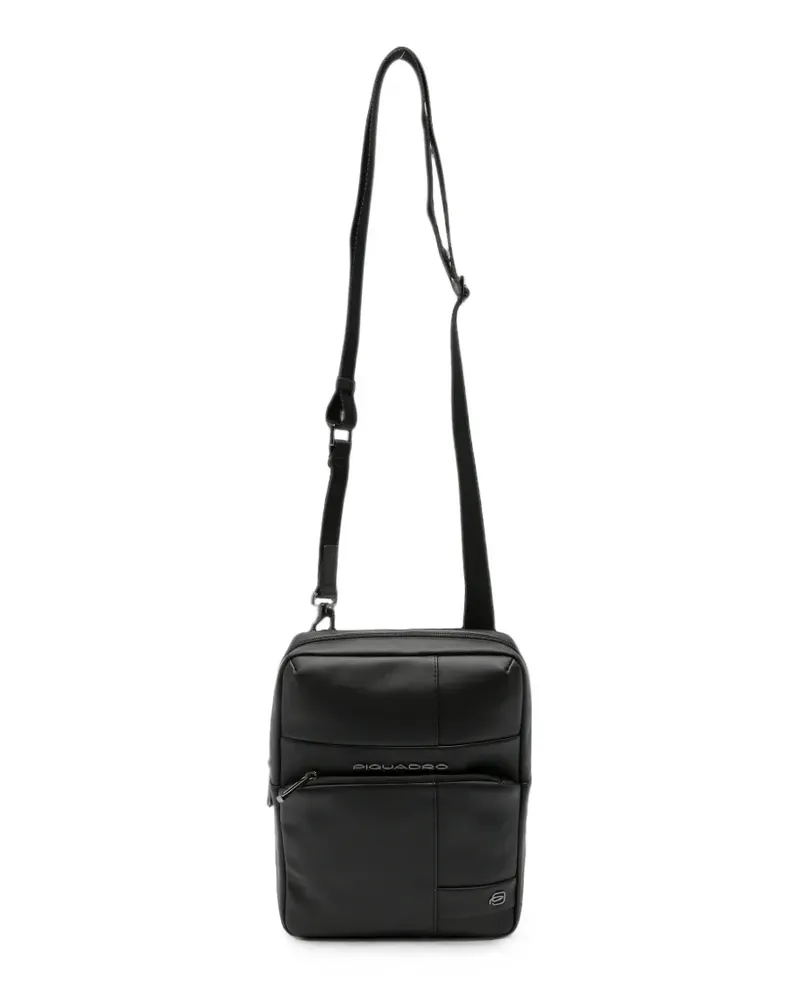 Piquadro logo-plaque messenger bag - Schwarz Schwarz