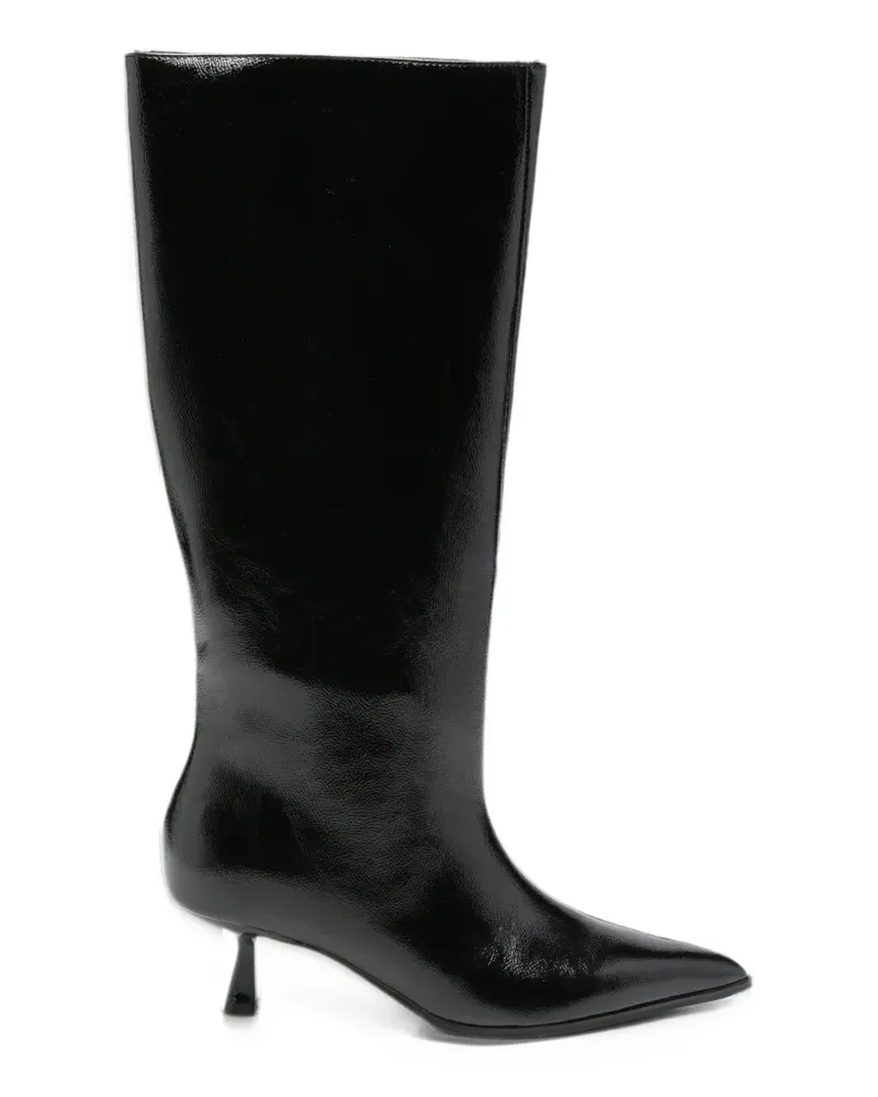 Gioseppo patent-finish pointed-toe boots - Schwarz Schwarz