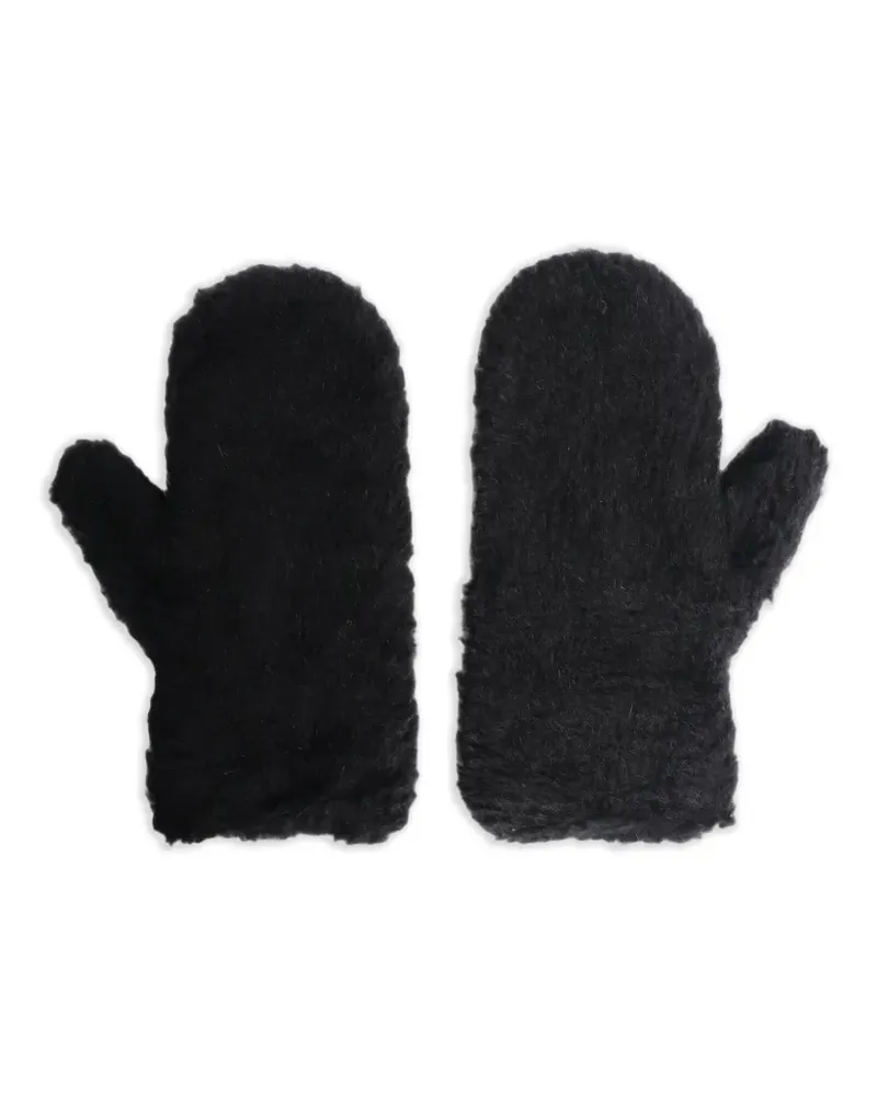 Max Mara Fäustlinge mit Teddy-Struktur - Schwarz Schwarz