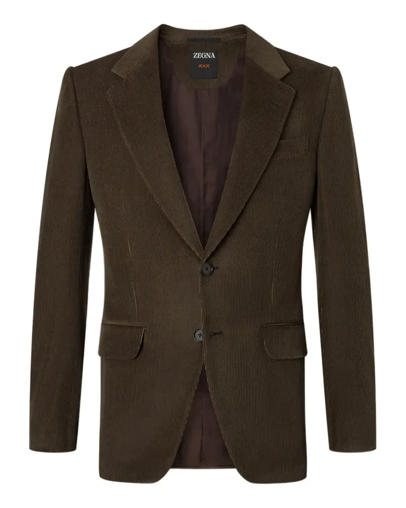 Ermenegildo Zegna Dunkelgrüne Royal Cord Jacke - Braun Braun