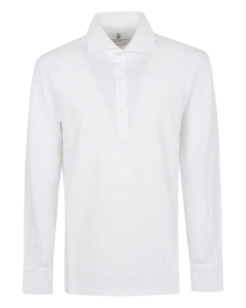 Brunello Cucinelli Poloshirt mit langen Ärmeln - Weiß Weiß