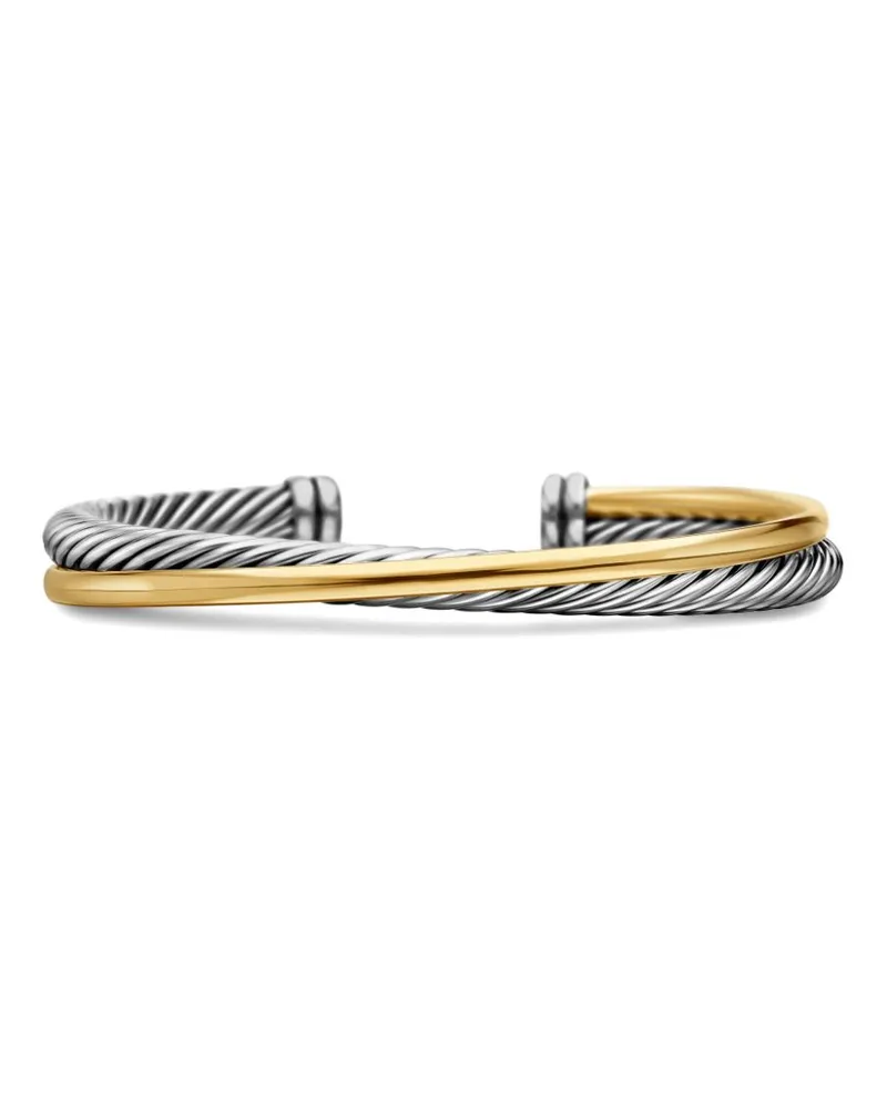 David Yurman 18kt Crossover Two Row Gelbgold- und Sterlingsilberarmspange 5mm Silber