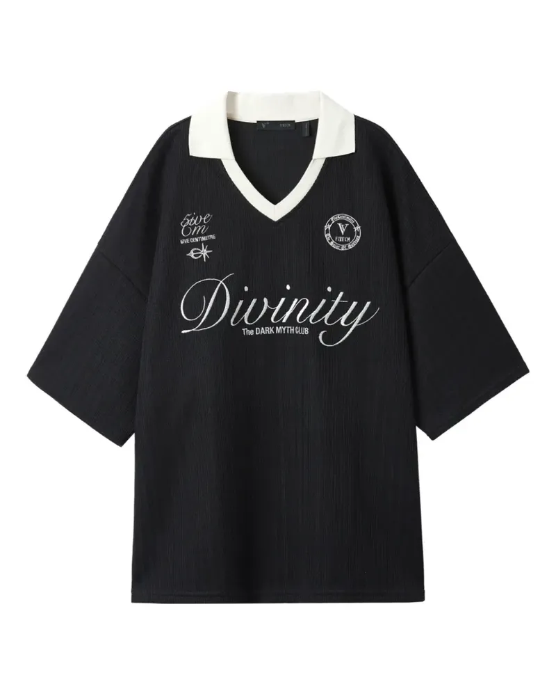 FIVE CM T-Shirt mit V-Ausschnitt - Schwarz Schwarz