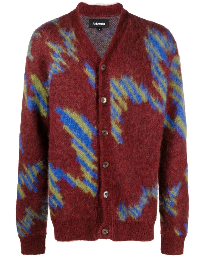 AHLUWALIA Ongoye Cardigan mit Intarsienmuster - Rot Rot