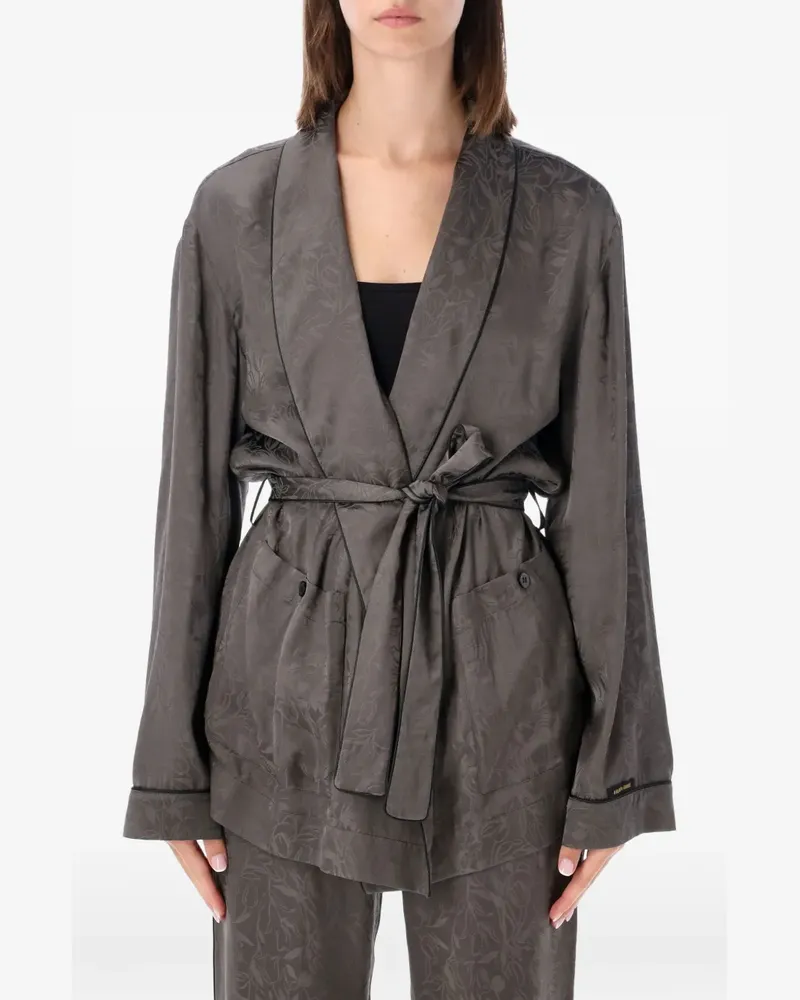 Golden Goose Seidenjacke aus Blumen-Jacquard mit Gürtel - Grau Grau
