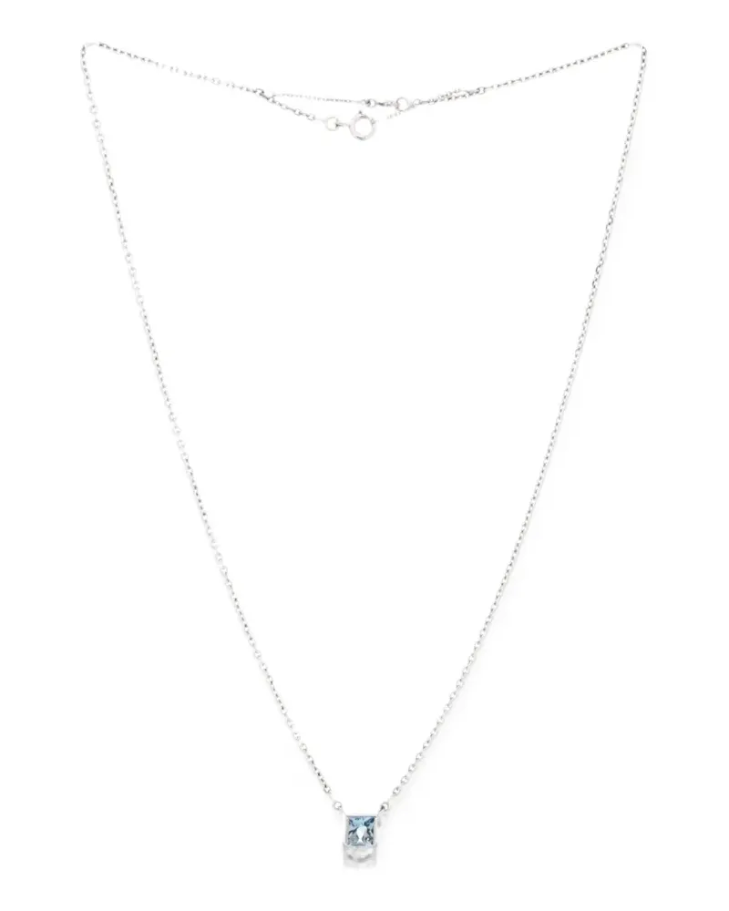 Cartier 18kt Tank Weißgoldhalskette mit Aquamarin-Anhänger - Silber Silber