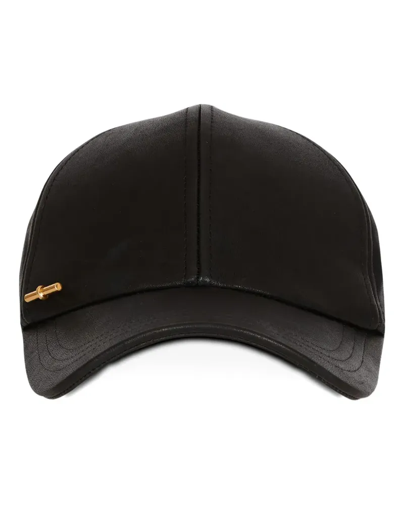 Balmain Baseballkappe aus Lammleder - Schwarz Schwarz
