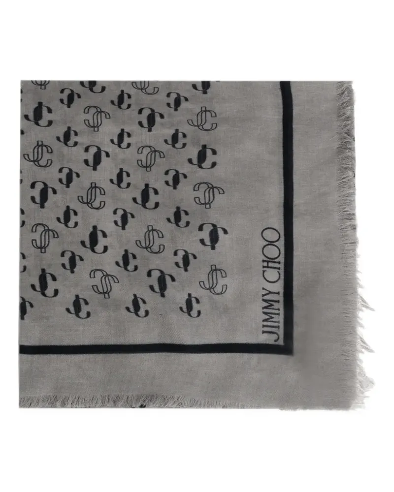 Jimmy Choo scarf with monogram - Grau Grau