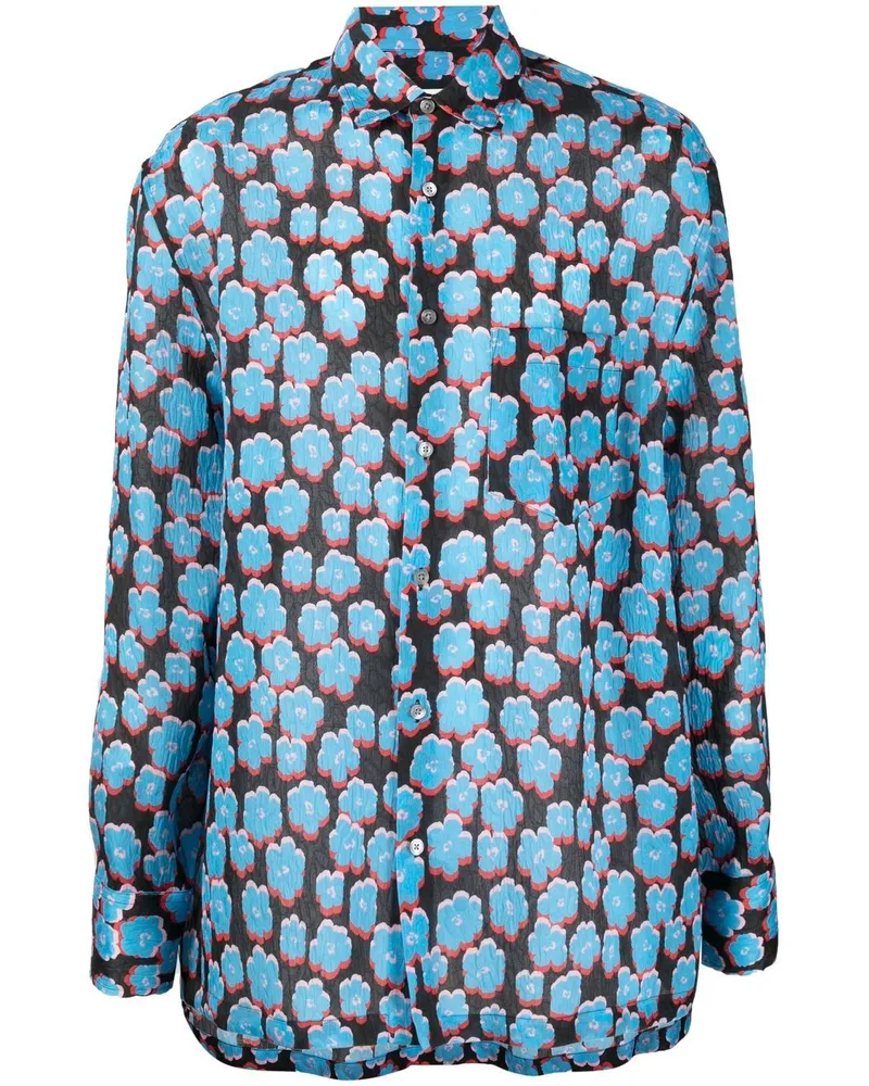 Lanvin Hemd mit Blumen-Print - Schwarz Schwarz