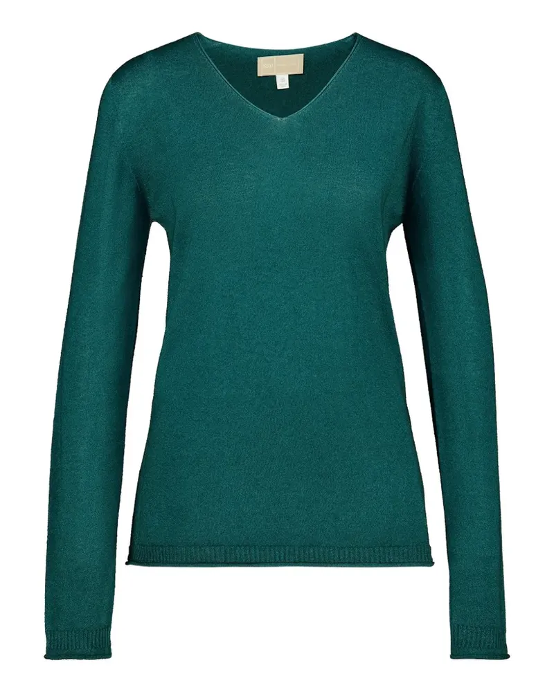 120% Lino Pullover mit V-Ausschnitt - Grün Grün