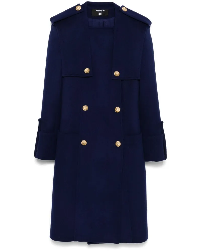 Balmain Doppelreihiger Military-Mantel - Blau Blau