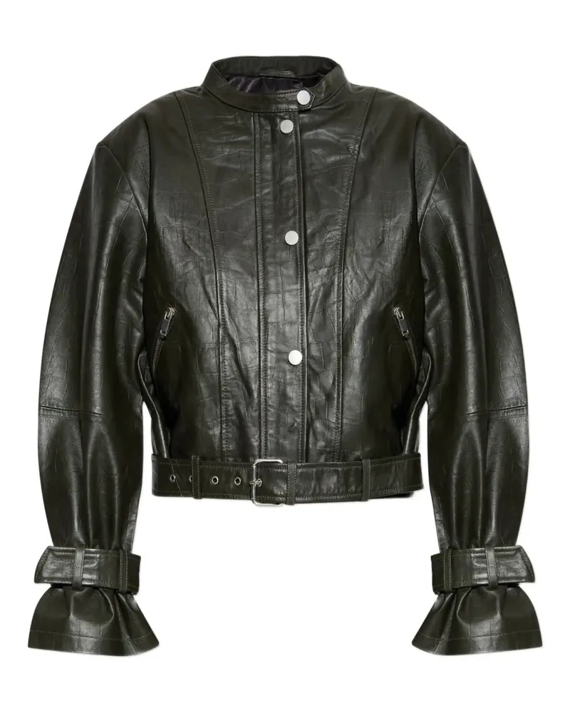 Gestuz buckle-detail leather jacket - Grün Grün