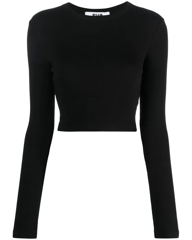 MSGM Klassisches Cropped-T-Shirt - Schwarz Schwarz