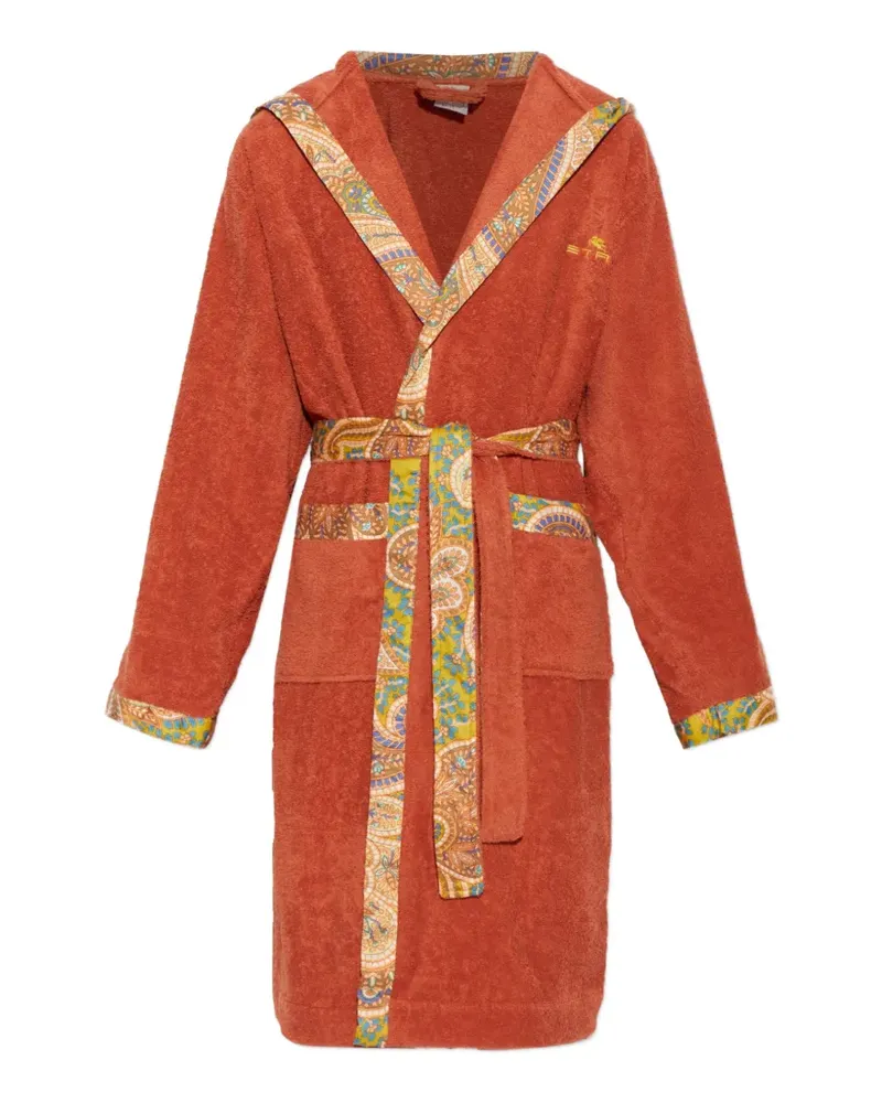 Etro Bademantel mit Paisley-Besatz - Orange Orange