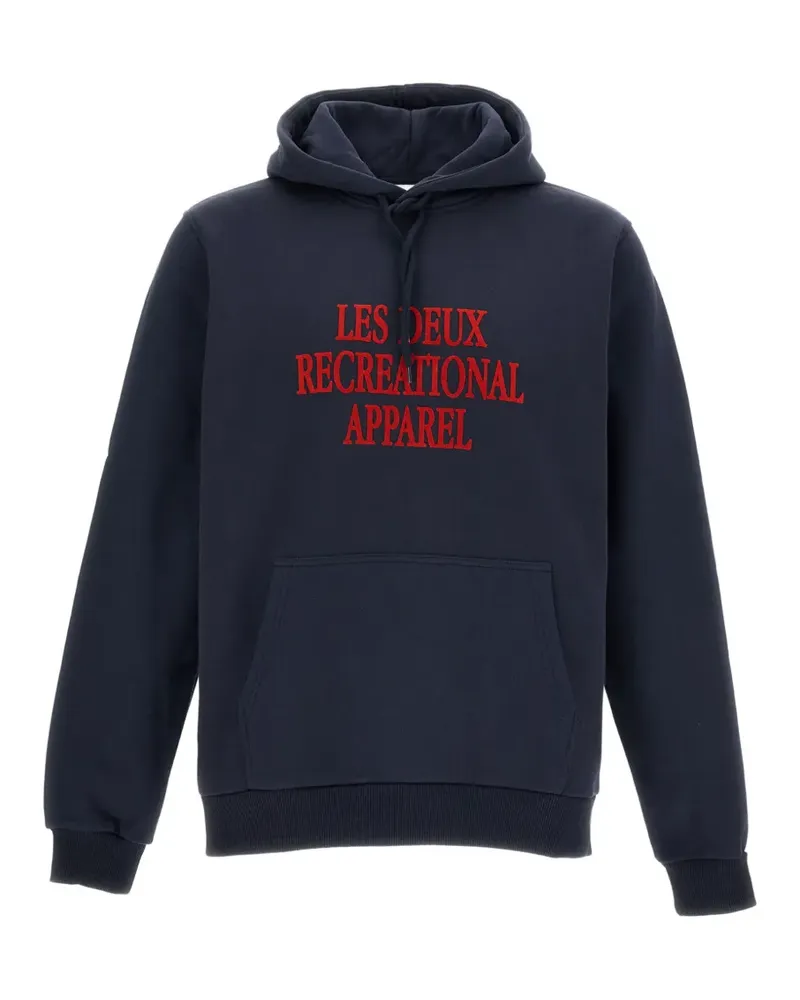 LES DEUX logo-print drawstring hoodie - Blau Blau