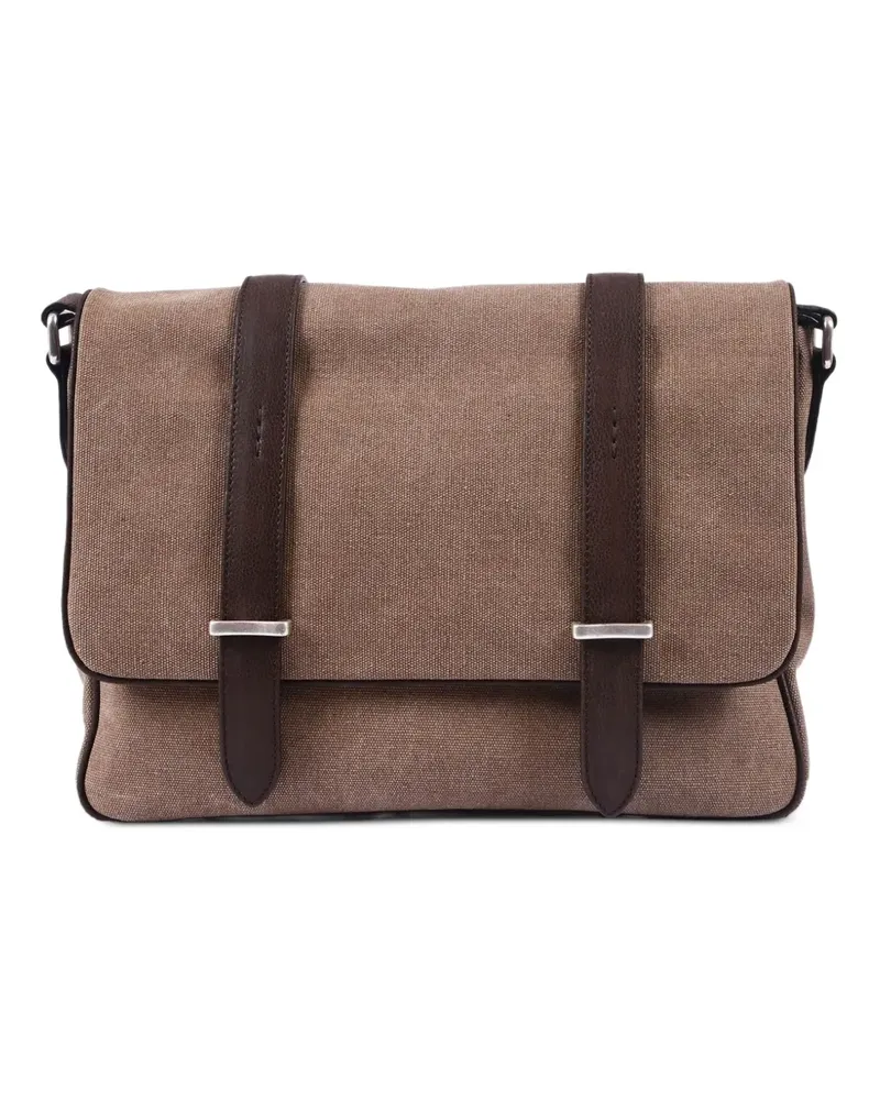 Orciani buckle-fastening leather shoulder bag - Braun Braun