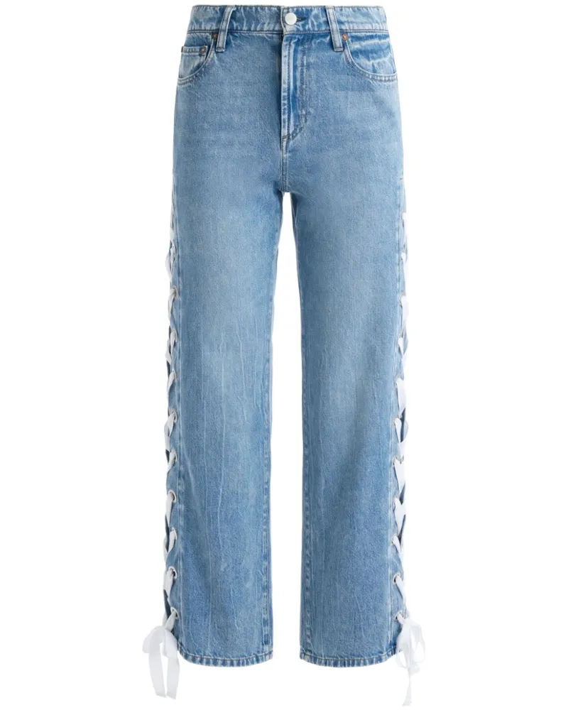 Alice + Olivia Halbhohe Reita Jeans Blau