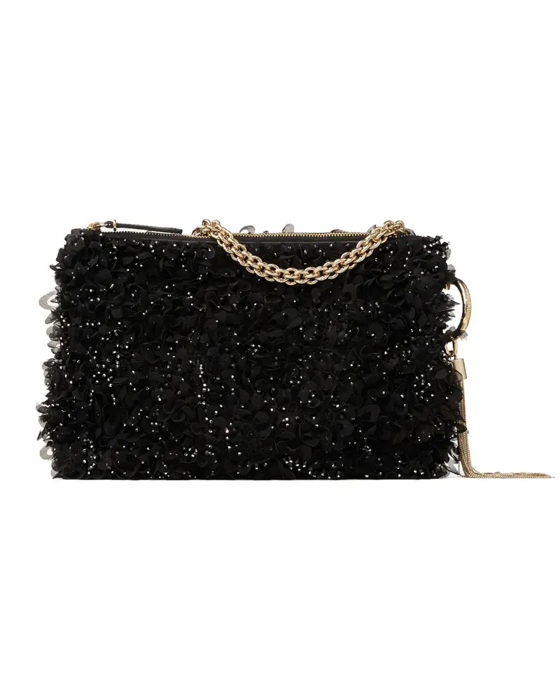 Jimmy Choo Callie crystal floral clutch bag - Schwarz Schwarz